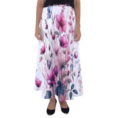 Flora Floral Flower Petal Flared Maxi Skirt