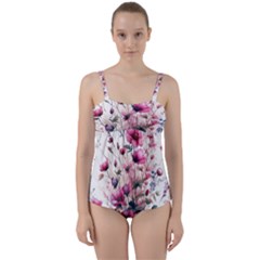 Flora Floral Flower Petal Twist Front Tankini Set