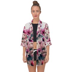 Flora Floral Flower Petal Open Front Chiffon Kimono