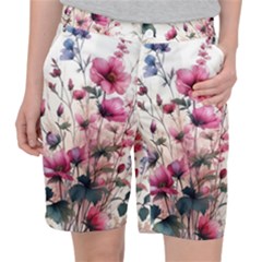 Flora Floral Flower Petal Women s Pocket Shorts