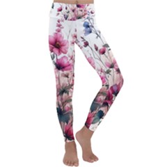 Flora Floral Flower Petal Kids  Lightweight Velour Classic Yoga Leggings