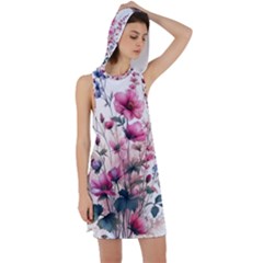 Flora Floral Flower Petal Racer Back Hoodie Dress