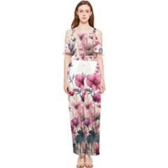 Flora Floral Flower Petal Draped Sleeveless Chiffon Jumpsuit