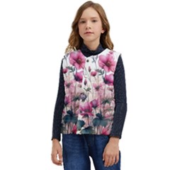 Flora Floral Flower Petal Kid s Button Up Puffer Vest	