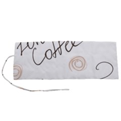 Seamless Pattern Coffee Text Roll Up Canvas Pencil Holder (s) by Maspions