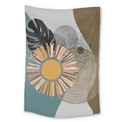 Boho Leaves Botanical Retro Vintage Large Tapestry