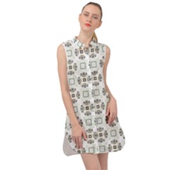 Background Pattern Retro Vintage Sleeveless Shirt Dress