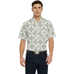 Background Pattern Retro Vintage Men s Short Sleeve Pocket Shirt  by Maspions