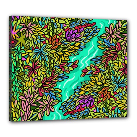 Background Leaves River Nature Canvas 24  X 20  (stretched) by Maspions