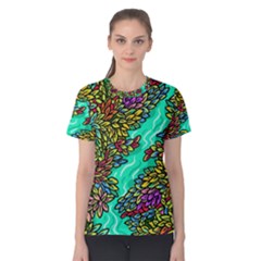 Background Leaves River Nature Women s Cotton T-shirt