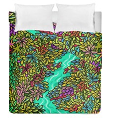 Background Leaves River Nature Duvet Cover Double Side (queen Size) by Maspions