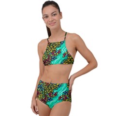 Background Leaves River Nature Halter Tankini Set