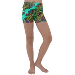 Background Leaves River Nature Kids  Lightweight Velour Yoga Shorts