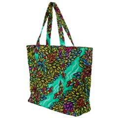 Background Leaves River Nature Zip Up Canvas Bag