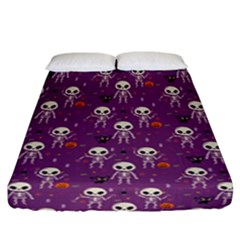 Skull Halloween Pattern Fitted Sheet (california King Size) by Maspions