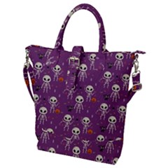 Skull Halloween Pattern Buckle Top Tote Bag by Maspions