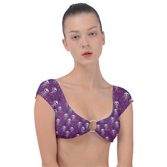 Skull Halloween Pattern Cap Sleeve Ring Bikini Top by Maspions