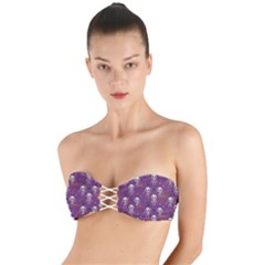 Skull Halloween Pattern Twist Bandeau Bikini Top by Maspions