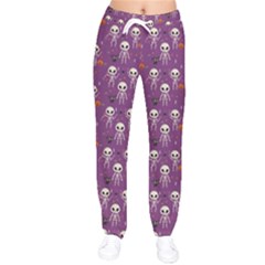 Skull Halloween Pattern Women Velvet Drawstring Pants