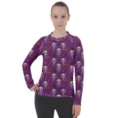 Skull Halloween Pattern Women s Pique Long Sleeve T-shirt