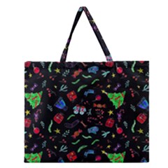 New Year Christmas Background Zipper Large Tote Bag by Maspions