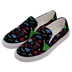 New Year Christmas Background Men s Canvas Slip Ons