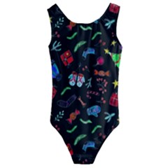 New Year Christmas Background Kids  Cut-out Back One Piece Swimsuit by Maspions