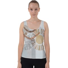 Boho Background Leaves Botanical Velvet Tank Top by Maspions