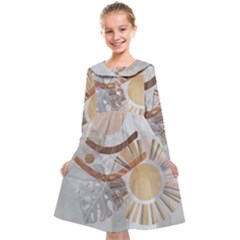 Boho Background Leaves Botanical Kids  Midi Sailor Dress by Maspions