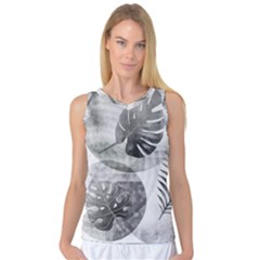 Vintage Retro Boho Background Leaves Botanical Women s Basketball Tank Top