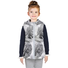 Vintage Retro Boho Background Leaves Botanical Kids  Hooded Puffer Vest