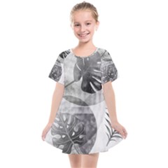 Vintage Retro Boho Background Leaves Botanical Kids  Smock Dress