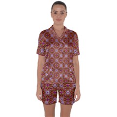 Illustrations Background Pattern Mandala Seamless Satin Short Sleeve Pajamas Set