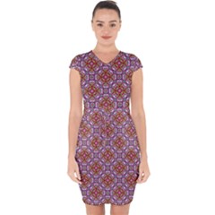 Pattern Mandala Seamless Capsleeve Drawstring Dress 