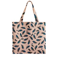 Background Palm Leaves Pattern Zipper Grocery Tote Bag