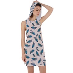 Background Palm Leaves Pattern Racer Back Hoodie Dress