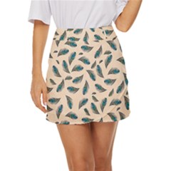 Background Palm Leaves Pattern Mini Front Wrap Skirt