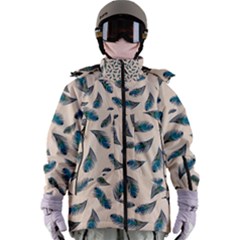 Background Palm Leaves Pattern Women s Zip Ski And Snowboard Waterproof Breathable Jacket by Maspions