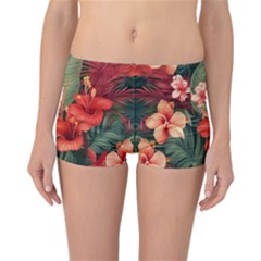 Tropical Flower Bloom Reversible Boyleg Bikini Bottoms by Maspions