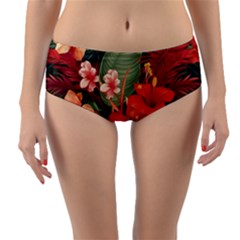 Tropical Flower Bloom Reversible Mid-waist Bikini Bottoms