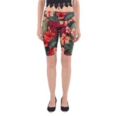 Tropical Flower Bloom Yoga Cropped Leggings