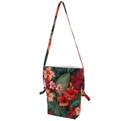 Tropical Flower Bloom Folding Shoulder Bag by Maspions