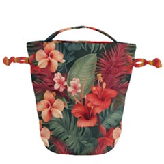 Tropical Flower Bloom Drawstring Bucket Bag by Maspions