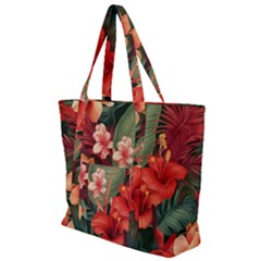 Tropical Flower Bloom Zip Up Canvas Bag