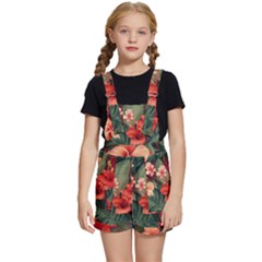 Tropical Flower Bloom Kids  Short Overalls by Maspions