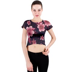 Flower Sakura Bloom Crew Neck Crop Top