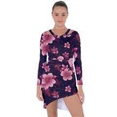 Flower Sakura Bloom Asymmetric Cut-out Shift Dress