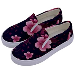 Flower Sakura Bloom Kids  Canvas Slip Ons by Maspions