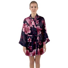 Flower Sakura Bloom Long Sleeve Satin Kimono