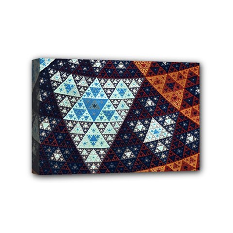 Fractal Triangle Geometric Abstract Pattern Mini Canvas 6  X 4  (stretched)